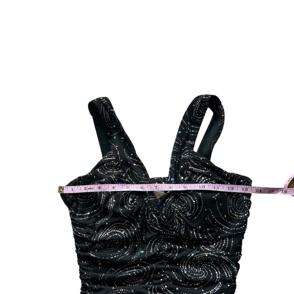 Vintage Deb black mini dress medium sparkle fairy grunge handkerchief 90s Y2K - Picture 9 of 9